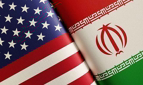 Flags of US and Iran 