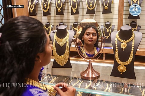 Gold jewellery displayed in a showroom in Chennai (Credits: Hemanathan M)