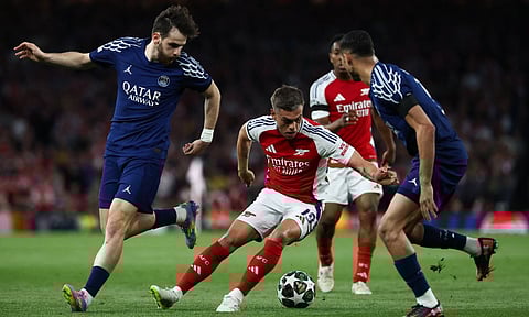 Action during Arsenal and PSG in the semi-finals first leg in London