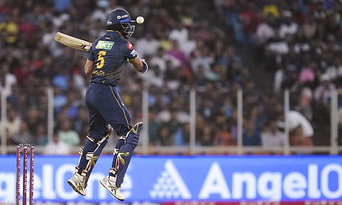 Gujarat Titans' Washington Sundar plays a shot during the Indian Premier League (IPL) 2025 cricket match between Gujarat Titans and Sunrisers Hyderabad, in Ahmedabad, Friday, May 2, 2025 (PTI) 