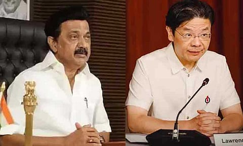 (L-R) Tamil Nadu CM MK Stalin; Singapore Prime Minister Lawrence Wong (Daily Thanthi)