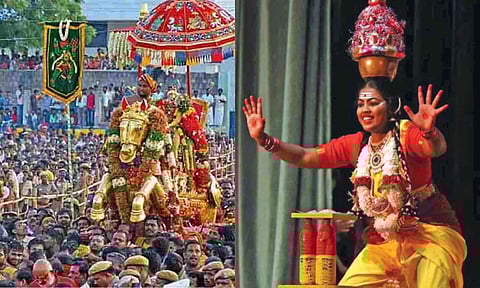 File photo of ‘Azhagar Aatril Irangudhal’ ceremony in Madurai; Karagattam performance