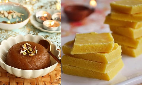 Wheat halwa; Mysore Pak