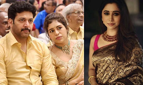  (L-R) Ravi Mohan and Keneeshaa Francis; Aarti Ravi (Photo credit: Manivasagan N; Instagram)