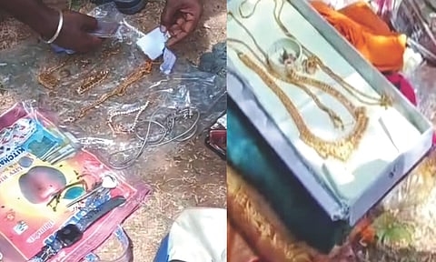 Jewellery recovered from 50-feet deep well at Meerankulam on Sunday 