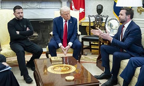 US president Trump, President Volodymyr Zelensky and higher officials