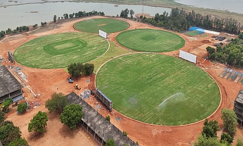 Aerial view of the cricketing facility