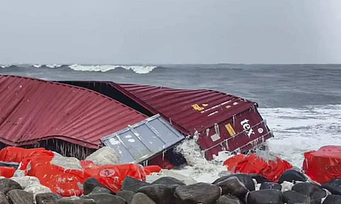 Liberian shipwreck containers wash up on Kerala coast amid oil spill crisis (ANI) 