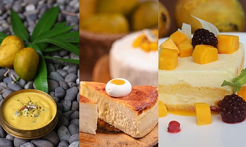 L to R: Mambazha paal Kozhukattai -Raintree, Taj Connemara, Mango Basque Cheesecake, Mango Misu