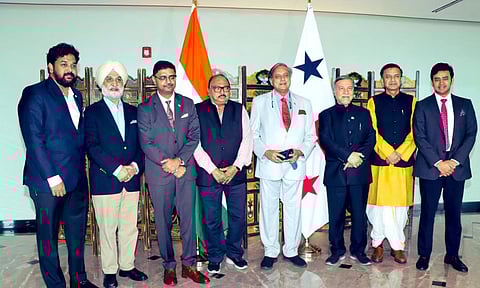 All-party Indian parliamentary delegation, led by Congress MP Shashi Tharoor, addresses the Indian community in Panama (PTI)