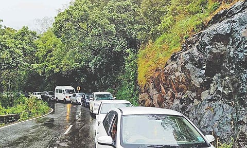 Vehicles stranded on Ooty-Gudalur National Highway