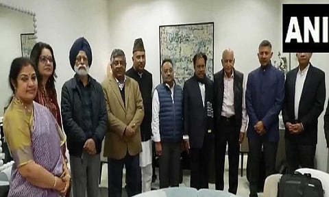 Ravi Shankar Prasad-led delegation arrives in London (Photo/ANI)