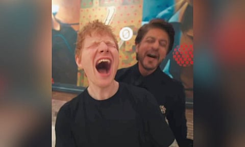  Ed Sheeran with SRK (IANS)