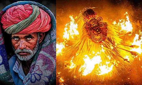 (L-R) Portrait through the lens of Balachandder; Ramya Shriram's work 