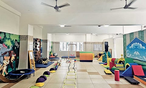 Colourful chairs, cushions and other essentials for children at the Autism Centre of Excellence in KK Nagar