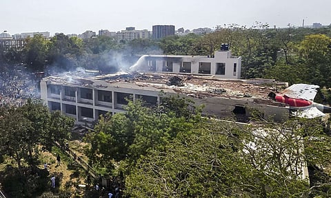 Rescue operation underway after an Air India plane crashed in Meghaninagar area, near Ahmedabad airport, Thursday, June 12, 2025. (PTI) 