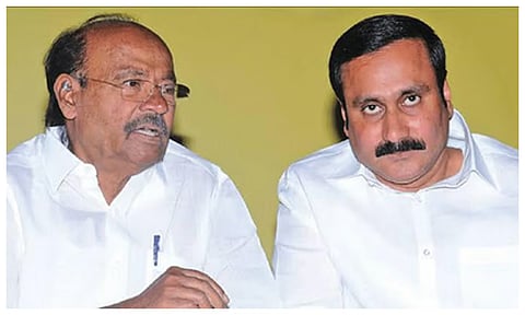 PMK Founder S Ramadoss and Anbumani Ramdoss