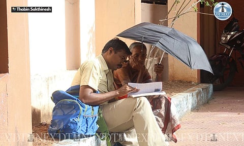 A mother supporting her son, one of the aspirants who appeared for the exam in Presidency Girls Higher Secondary School, Egmore (Photo: Thabin Sakthinesh) 