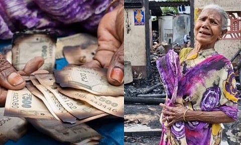 Elderly woman lost home, savings in Karaikal blaze (Photo: Thanthi TV)