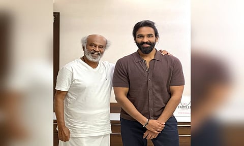 Actor Vishnu Manchu with Superstar Rajinikanth (IANS)
