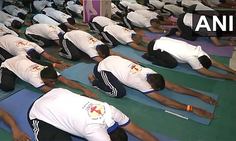 Ministry of Ayush organises Yoga session ahead of International Yoga Day (Photo: ANI)