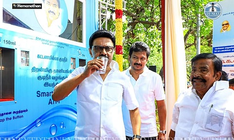 CM MK Stalin inaugurates free drinking water vending machines in Chennai (Photo: Hemanathan M)
