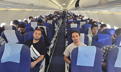 First flight with 110 Indian students evacuated from war-torn Iran via Armenia arrives in Delhi, (Photo: X/ Randhir Jaiswal)