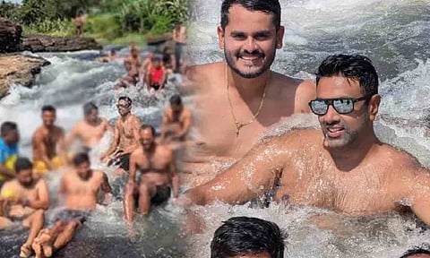 Cricketer Ashwin seen bathing in hazardous river zone, locals urge for warning board