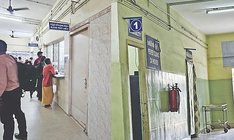 (L-R) Anna Nagar Peripheral Hospital; 24-hr fever clinic with no doctor on duty at Tondiarpet