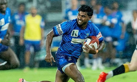 Hyderabad player in action during the match