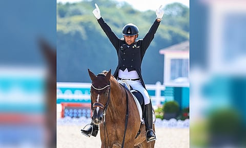  Anush Agarwalla with his horse Sir Caramello 