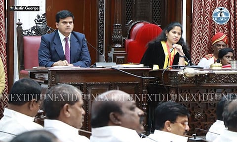 Mayor R Priya at GCC council meeting (Photo: Justin George)