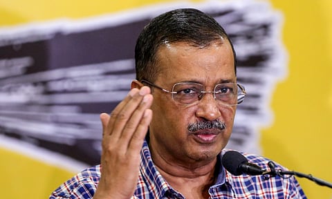 Aam Aadmi Party (AAP) National Convener Arvind Kejriwal addresses a press conference, in Ahmedabad, Gujarat, Thursday, July 3, 2025 (PTI)