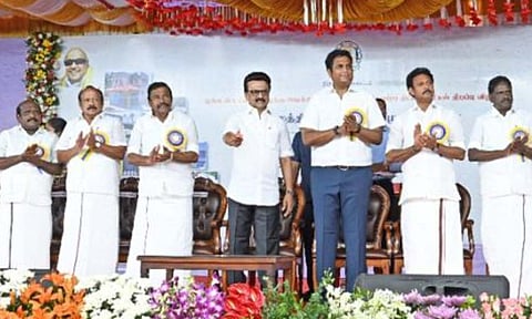 CM Stalin inaugurated the completed projects, laying foundations for new projects and distributing welfare assistance to beneficiaries in Tiruvarur 