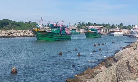 Mechanised boats venturing into the sea from Nagapattinam 
