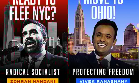 Ramaswamy targets "radical" Mamdani, 'invites' NYC people to move Ohio (Photo/X@Ramaswamy PAC)