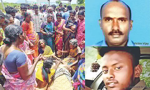 Relatives of the deceased driver staging a protest in Namakkal on Thursday