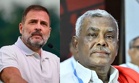 Congress leader Rahul Gandhi; CPM state secretary P Shanmugam 