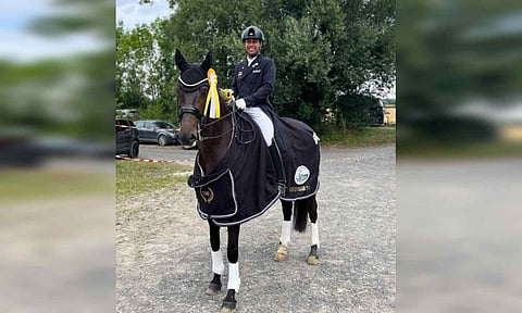 Anush Agarwalla with his horse Floriana 