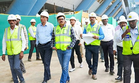 Airports Authority of India (AAI) officials with Chairman Vipin Kumar, inspected the ongoing phase 2 expansion works at Chennai Airport
