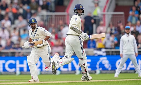 India's Shardul Thakur and Washington Sundar run between the wickets on day two of the fourth test cricket match between India and England, at the Old Trafford Cricket Ground, in Manchester, Thursday, July 24, 2025 (PTI) 