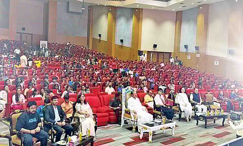 Former Vice President of India Venkaiah Naidu attending the IIMUN conference held at Anna Centenary Library on Friday