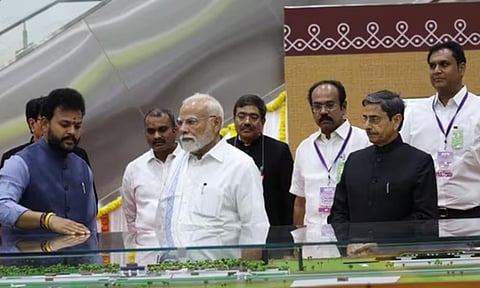 PM Modi undertook a walkthrough of the new terminal building at Thoothukudi Airport (Image/X)