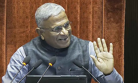 Rajya Sabha Deputy Chairman Harivansh Narayan Singh conducts proceedings in the House during the Monsoon session of Parliament, in New Delhi, Thursday, Aug. 7, 2025 (PTI) 