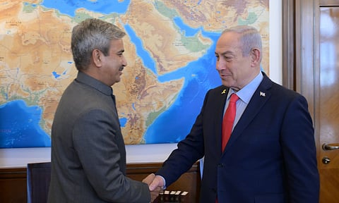  Israeli Prime Minister Benjamin Netanyahu met with India’s Ambassador to Israel, J.P. Singh (Photo/X@netanyahu)