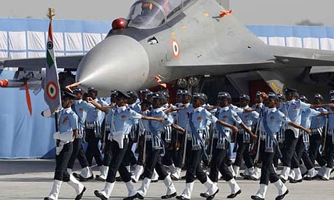 Cadets march during the Passing Out Parade (PoP)