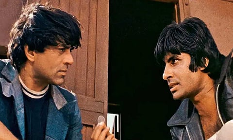 Dharmendra and Amitabh Bachchan in a still from Sholay