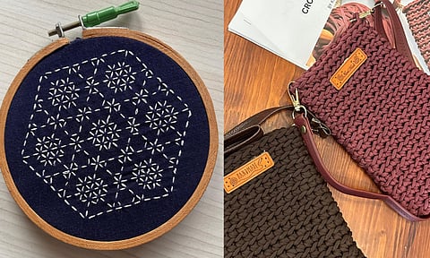 Sling bag and punch needling workshop at the event