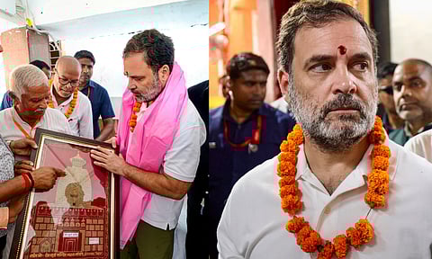 LoP in the Lok Sabha and Congress leader Rahul Gandhi during a visit to Devkund Sun Temple, in Aurangabad district (PTI)