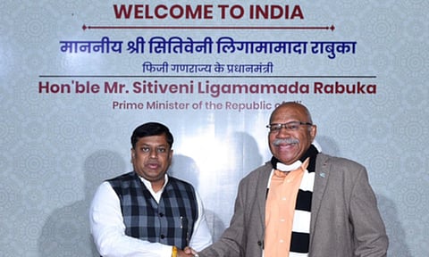 Fijian Prime Minister Sitiveni Rabuka arrives in New Delhi (IANS)